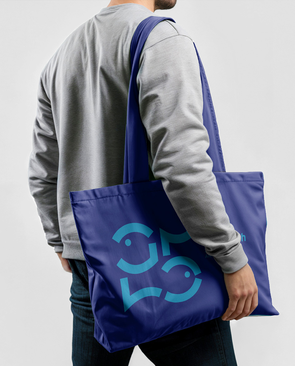 aplicación textil logotipo Fish and Tech tote