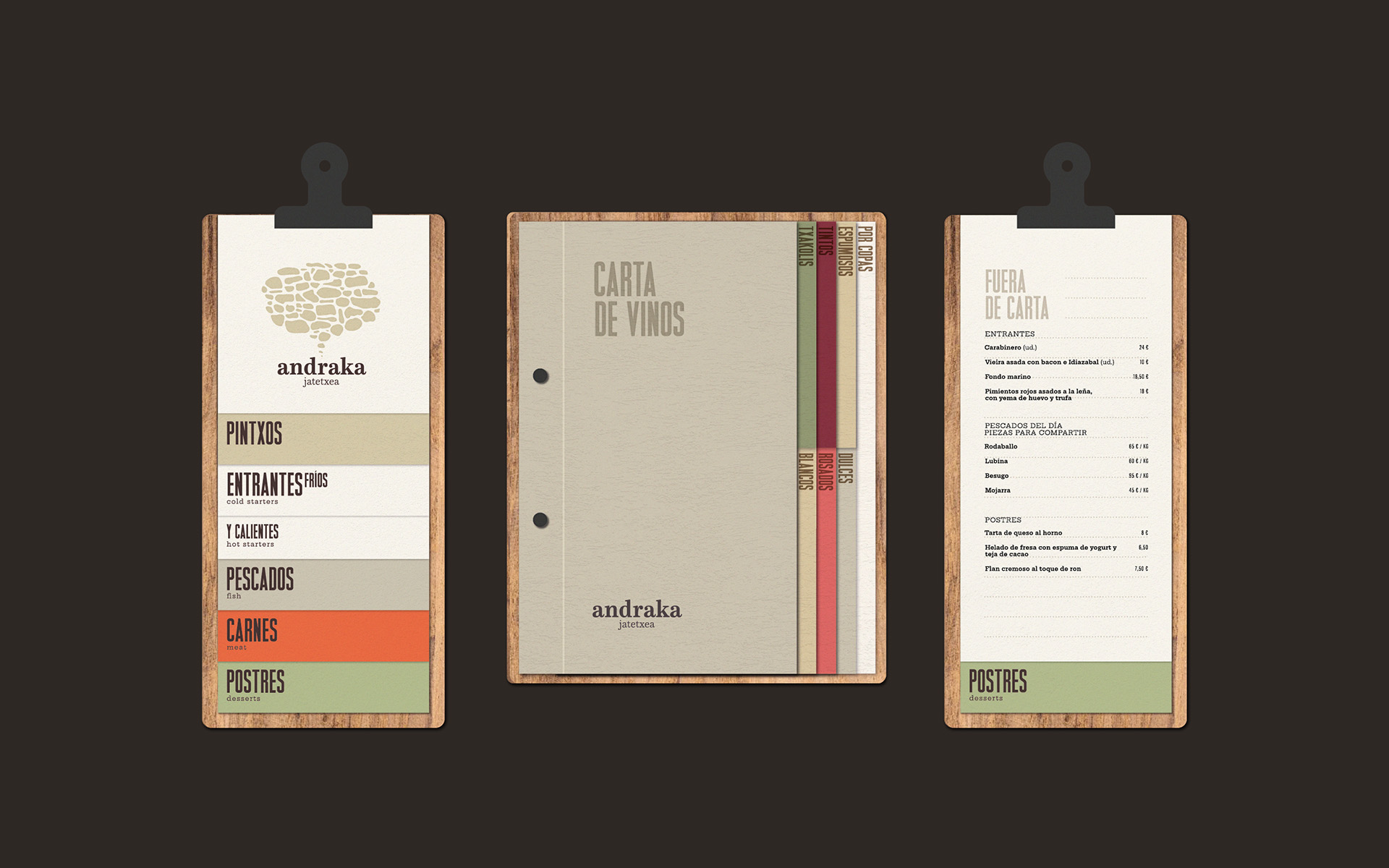 Sistema gráfico de cartas para Andraka Restaurante